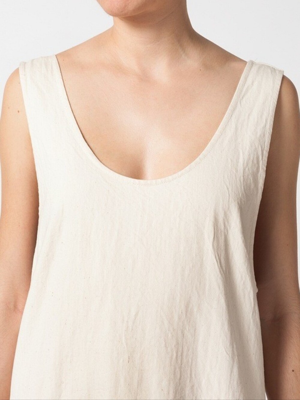 WEWOREWHAT Holt Renfrew Cream Linen Blend Long Tank L